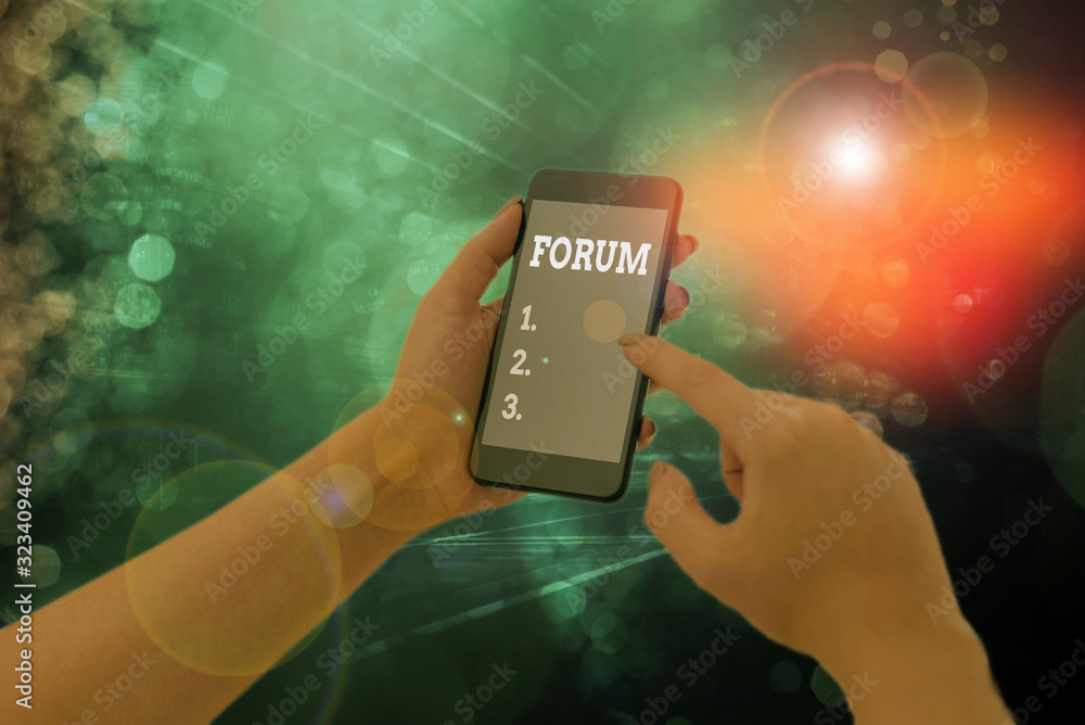 Poster conceptual hand writing showing forum. concept meaning the place or section of a website that is use