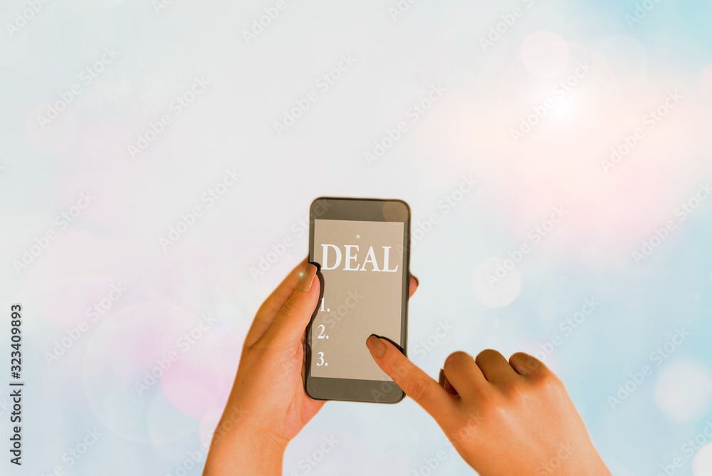 Poster writing note showing deal. business concept for take part in commercial trading of a certain product