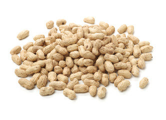 Peanuts on a white background