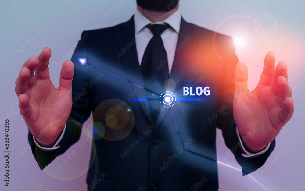 Poster conceptual hand writing showing blog. concept meaning a regularly updated website web page written i