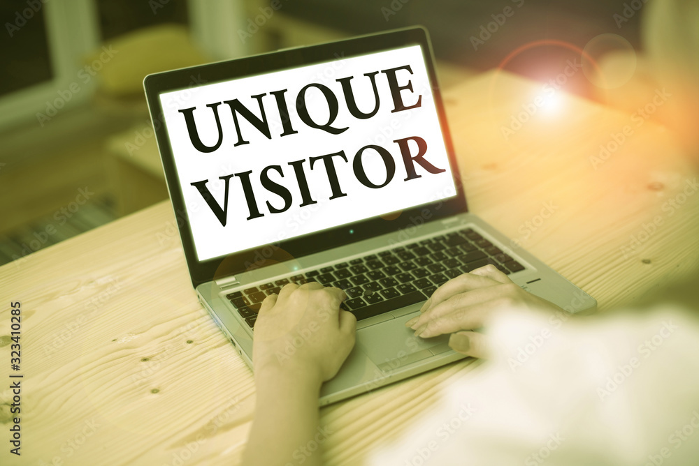 Poster writing note showing unique visitor. business concept for individuals who have visited a web site at