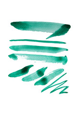 Obraz premium watercolor background texture stripes green lime brushes brush strokes on a white background separately drawn