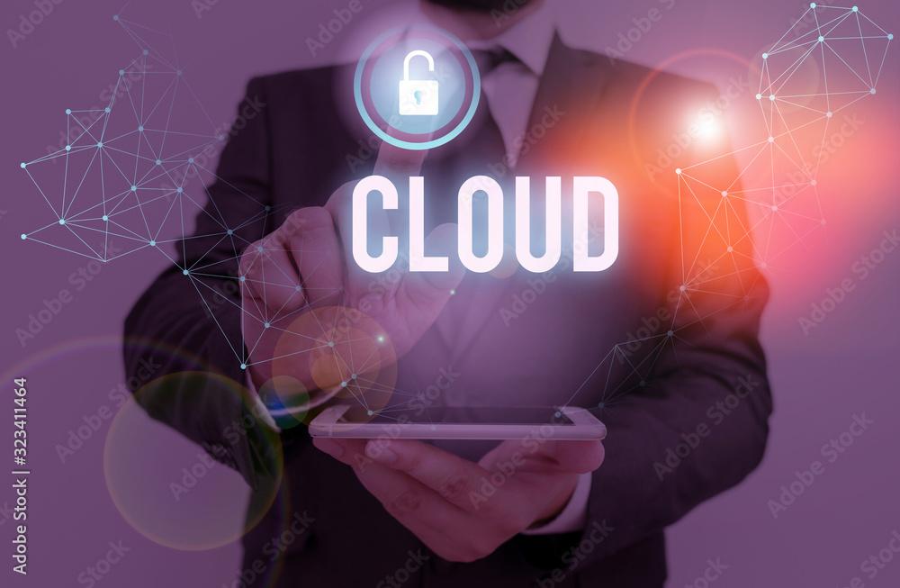 Poster writing note showing cloud. business concept for anything that involves delivering hosted services o