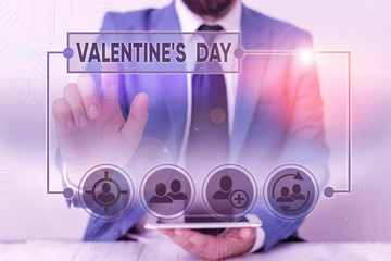 Word writing text Valentine S Day. Business photo showcasing roanalysistic holiday celebrated each year on February 14
