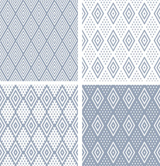 Seamless diamonds patterns. Geometric textures set.