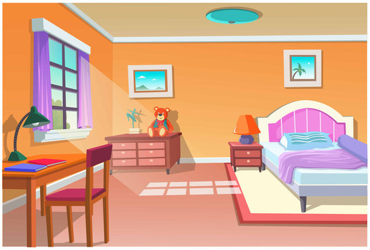 Graphic of cartoon bedroom.