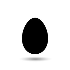 Easter egg simple icon. Black egg, isolated on white background. Realistic shape design, decoration for Happy Easter celebration. Holiday element pattern. Spring symbol. Vector illustration