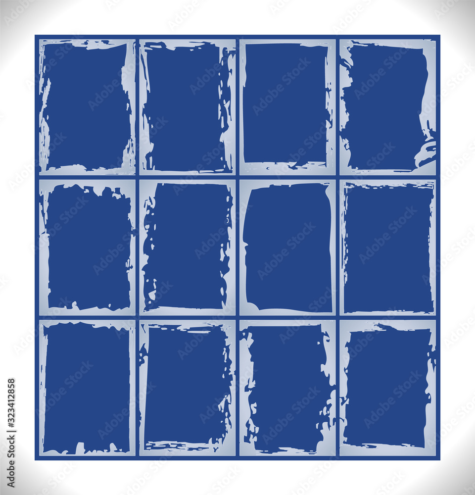 Poster set of frosty pattern frames. ice frost frames template. winter holiday ombre ornament banner. isola