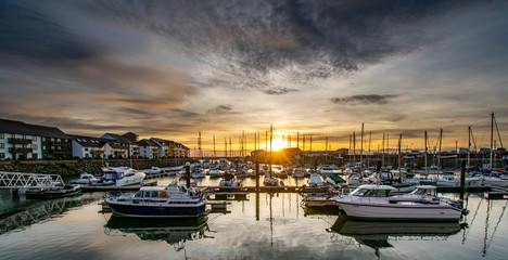 Aberystwyth Marina during sunset