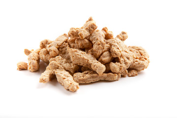 Alternative soy meat pile isolated on white background