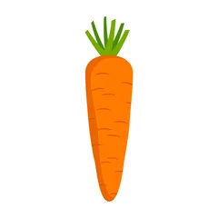 Fotobehang Orange carrot with green tops. Vegetable in the flat style © Kate Bek