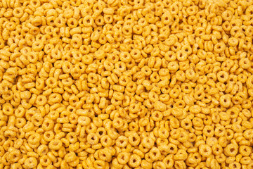 Corn-flakes background and texture. Top view.