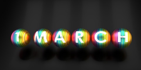 St Davids Day greeting card design. 3D rendering. 1 march calendar data