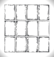 Grunge Frames Collection. Monochrome gradient Design elements. Set of vintage Photo frames template. Jpeg