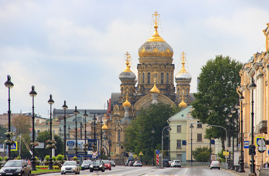 St.Petersburg, Russia - September, 10, 2016: Assumption Compound of the Vvedensky Stavropegial Monastery Optina Pustyn on Vasilievsky Island in St. Petersburg