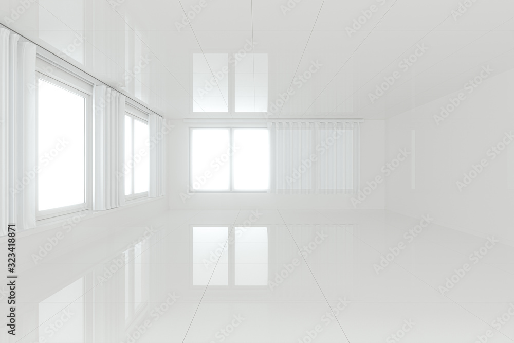 Poster empty room with white background,abstract conception,3d rendering.