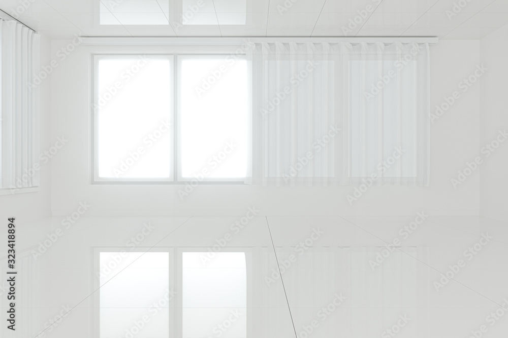 Aufkleber empty room with white background,abstract conception,3d rendering.