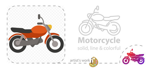 motorcycle flat icon. line icon