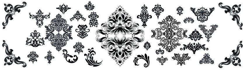 Oriental vector damask patterns for greeting cards and wedding invitations.