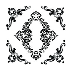 Oriental vector damask patterns for greeting cards and wedding invitations.