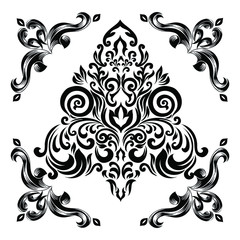 Oriental vector damask patterns for greeting cards and wedding invitations.