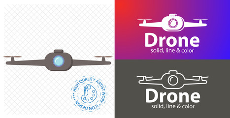 video drone flat icon. line icon