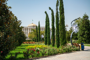 Rudaki park and National Library, Dushanbe, Tajikistan