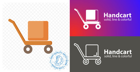 handcart flat icon. line icon