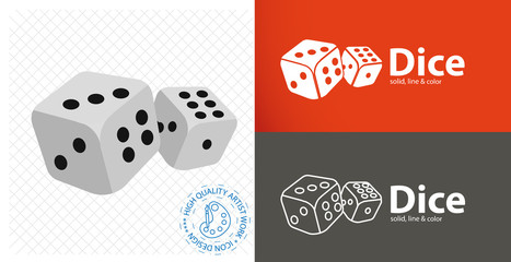 dice cubes flat icon. line icon