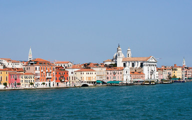 Fototapeta na wymiar View to Gesuati Quay in summer Venice