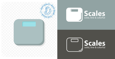 electronic scales flat icon. line icon