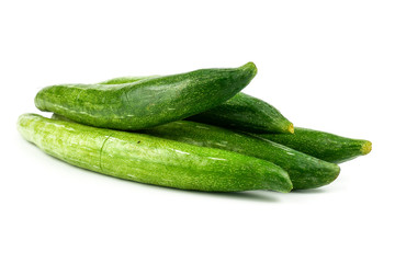 Snake gourd, Serpent gourd, Chichinda, Trichosanthes anguina Linn or cucumerina Isolated on white background. food ingredient and Healthy food for slow down aging