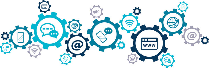 Digital and mobile communication icon concept – Netzwerk und mobile, digitale Kommunikation.