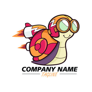 fast snail illustration for logo or mascot