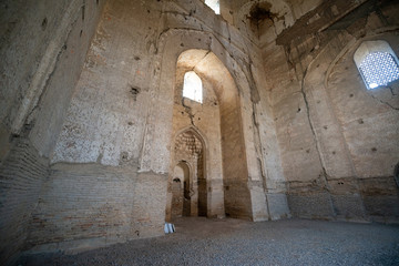 Interior of Bibi-Khanym Mosque in Samarkand, Uzbekistan.