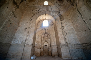 Interior of Bibi-Khanym Mosque in Samarkand, Uzbekistan.