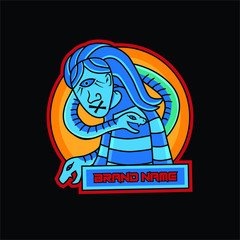 Blue Snake Tshirt design vector illustration with retro style