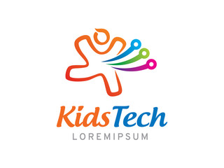 Kids technology logo template design, icon, symbol