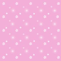 Repeating white flowers of various sizes on a soft pink background. Female floral seamless pattern. Illustration.