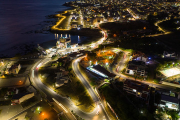 Fototapeta na wymiar Night aerial view of Praia city in Santiago in Cape Verde Islands (Cabo Verde)