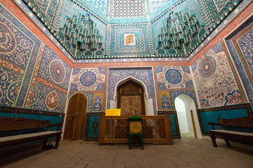 Interior of historical necropolis and mausoleums of Shakhi Zinda, Samarkand, Uzbekistan.