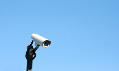 outdoor surveillance camera guarding the perimeter of the building