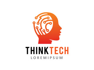 Think tech logo template design, icon, symbol