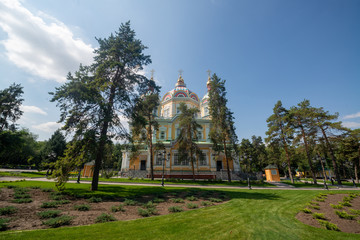 Ascension Cathedral / Zenkov Cathedral In Panfilov Park On An Overcast Day In Almaty The Former Capital City of Kazakhstan, Central Asia