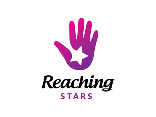 Star and hand logo template design, icon, symbol