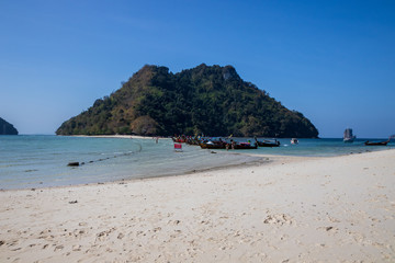 Fototapeta na wymiar beach in Thailand with long tail boat
