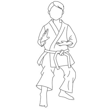 recommend clip art: Illustration of a man doing karate (kata)(Line drawing)