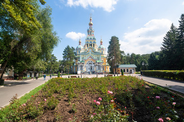 Ascension Cathedral / Zenkov Cathedral In Panfilov Park On An Overcast Day In Almaty The Former Capital City of Kazakhstan, Central Asia