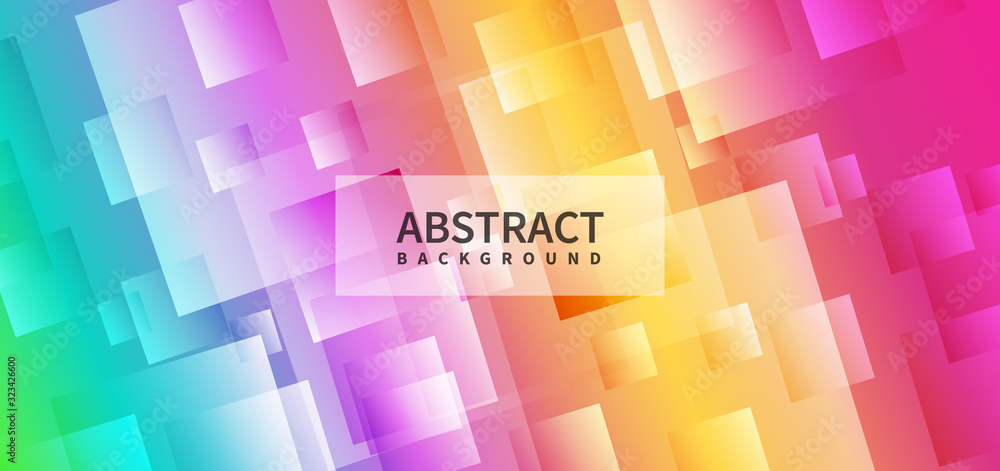 Aufkleber abstract colorful geometric square border pattern on background.