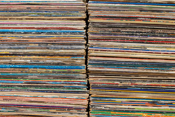 Stack of long playing plates